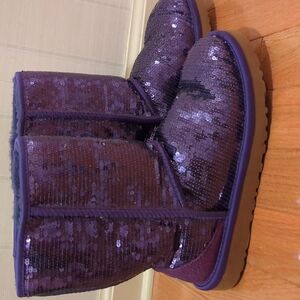 UGG Mid Calf Purple Boots with Sequins Size 7